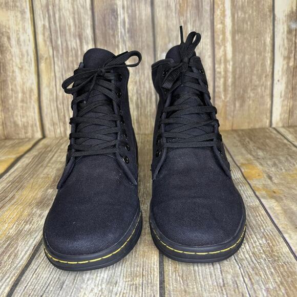 Dr. Martens Shoreditch Goth Minimalist Black Canvas High Top Sneakers Women Sz 8 - Picture 2 of 8